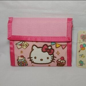 Sanrio Hello Kitty Pink Tri-Fold Coin/ Bill Wallet Features Candy And Cupcakes